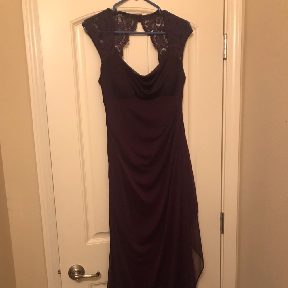 Purple formal Dress with lace accent